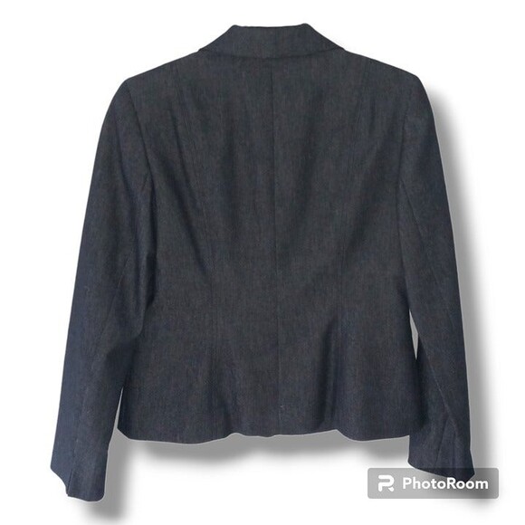 Kasper One Button Chambray Blazer-Size 6-Cotton Blend-Notched Collar-Career - Picture 5 of 9